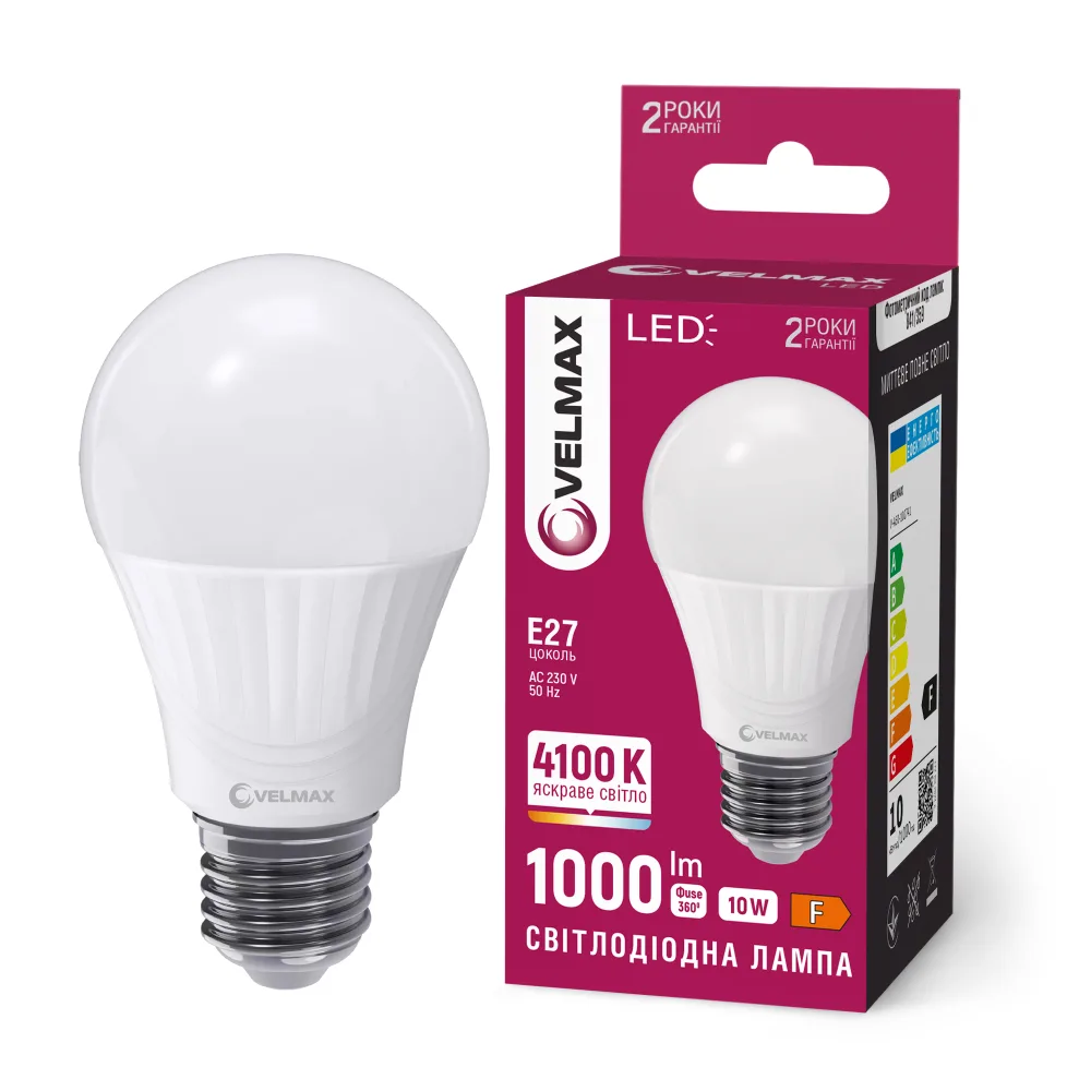 Лампа LED А60 10W E27 холодне світло, Velmax