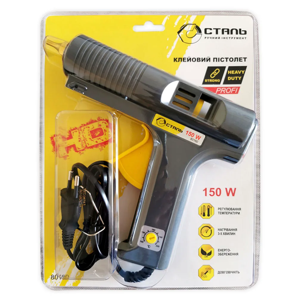 Клейовий пістолет Profi 150W, Сталь