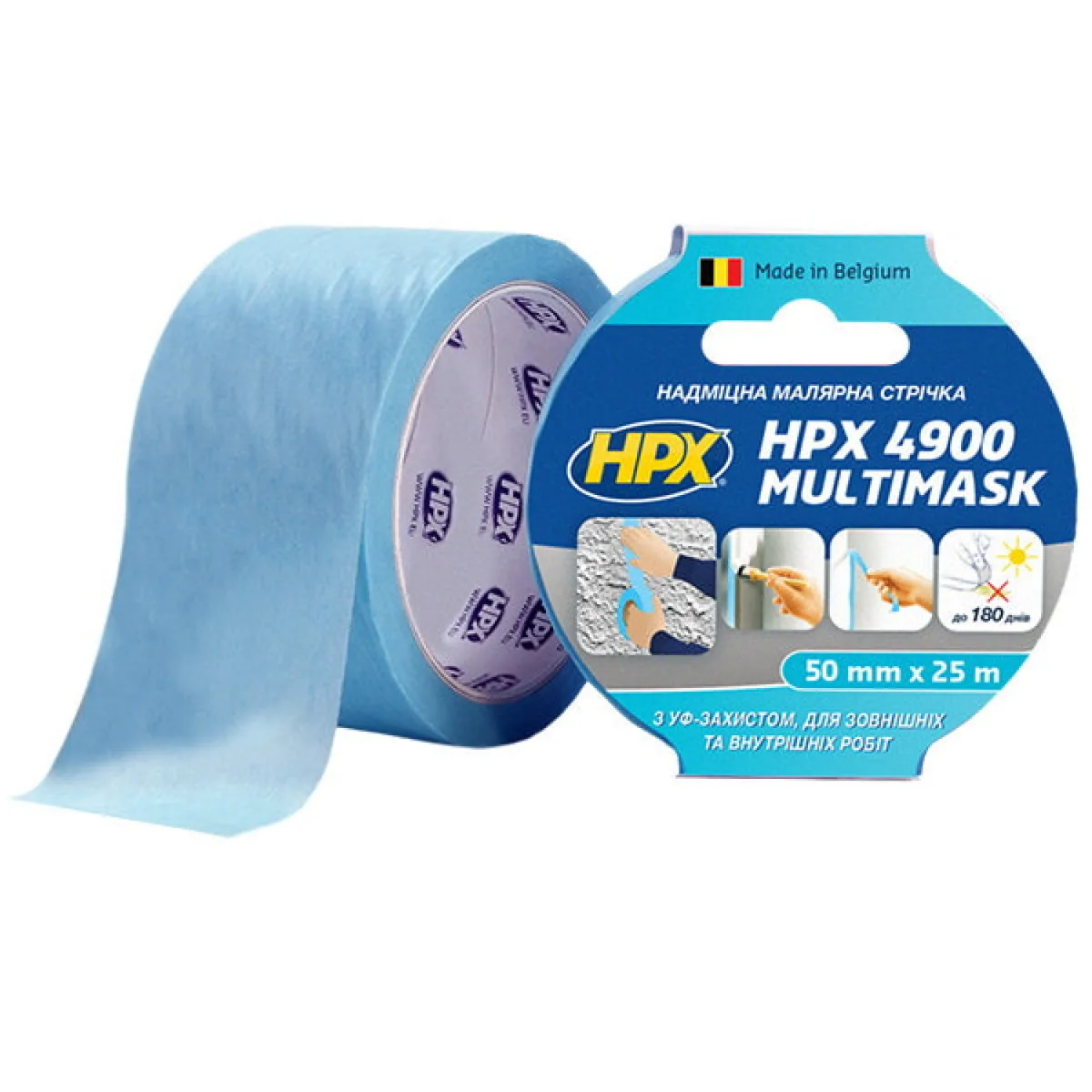 Стрічка малярна надміцна 4900 Multimask УФ-стійка блакитна, 50 мм × 25 м, Hpx