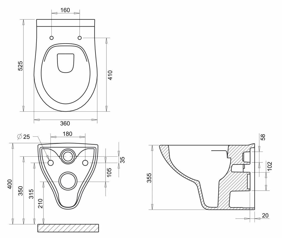Netka Rimless унітаз підвісний сидіння Duroplast Slim slow-closing, 53×36×37 см, Imprese