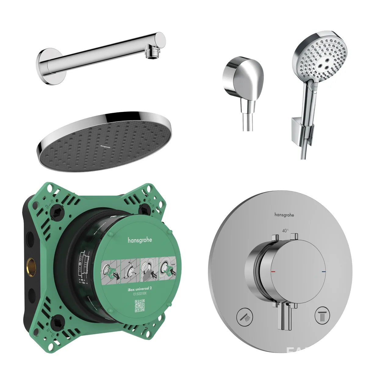 Ecostat Comfort S набір змішувачів ПМ 28056000+27809000+33715000+01500180+27454000+27668000, Хром, Hansgrohe