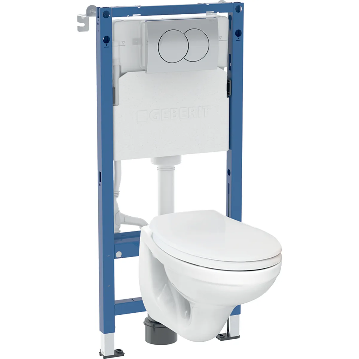 Duofix Pro 20 Комплект: монт елемент для подв унітазу з бачком скр.монтажу Delta підв унітаз Idol з сидінням див клавіша Delta01 глянц.хр, 12 см, Geberit