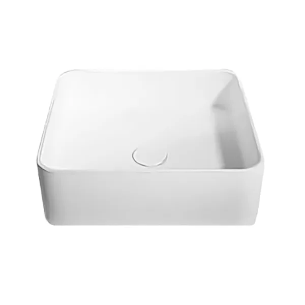 Умивальник накладний кам'яний Solid surface, 40×40×12,5 см, Білий глянсовий, Volle