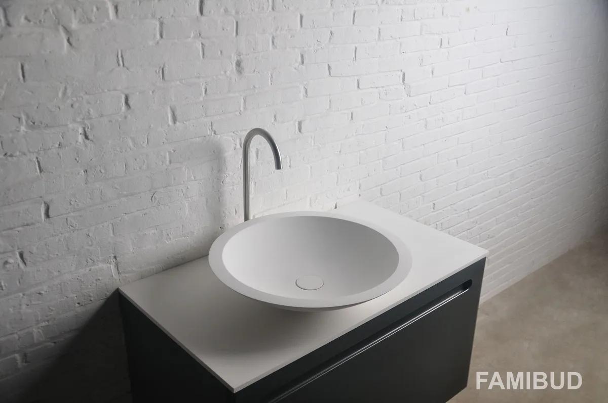 Умивальник накладний кам'яний Solid surface, 51,5×10,5 см, Volle
