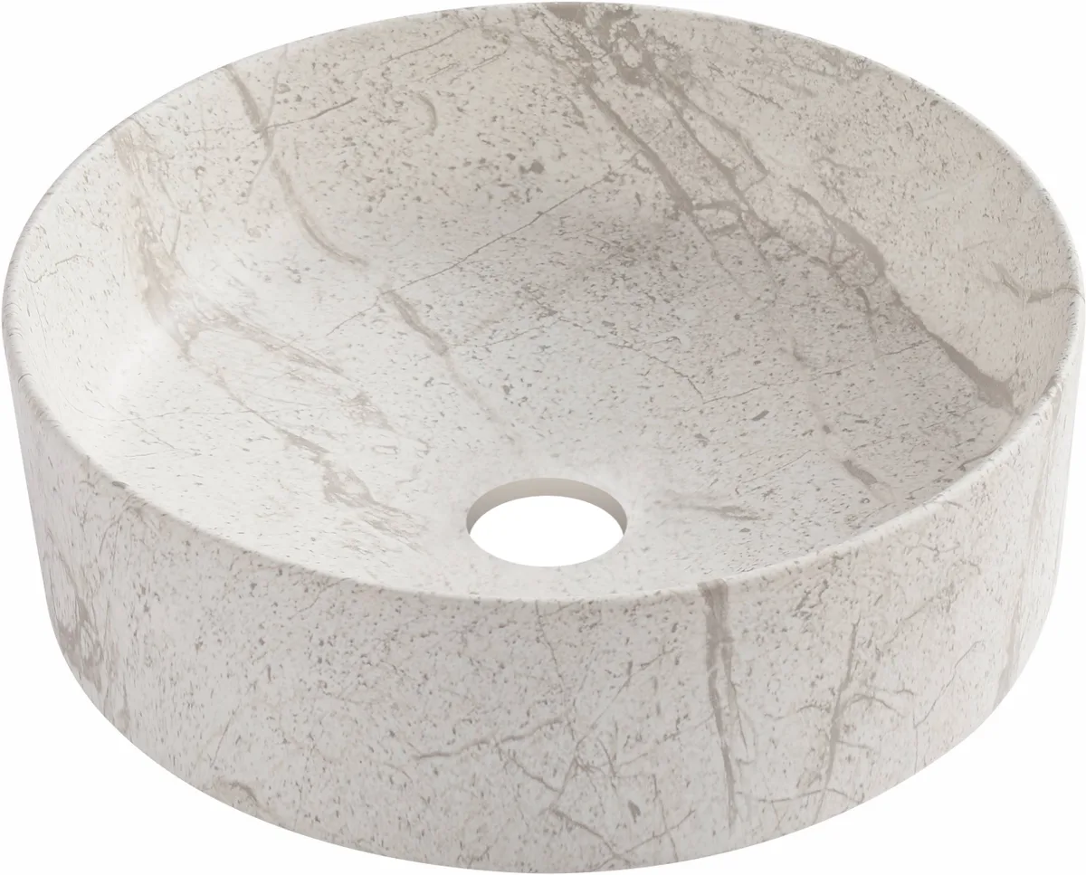 Piedra умивальник накладний світлий, 37,5×37,5×13,5 см, Мармур, Volle