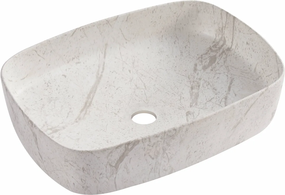 Piedra умивальник накладний світлий, 50×37×13,5 см, Мармур, Volle