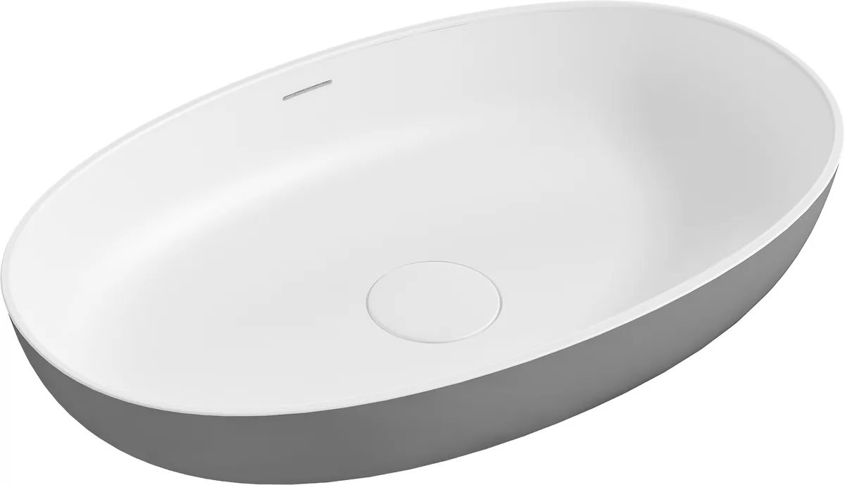 Умивальник накладний кам'яний Solid surface, 65×40×15,2 см, Білий матовий, Volle