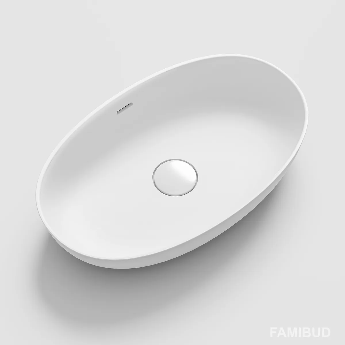 Умивальник накладний кам'яний Solid surface, 65×40×15,2 см, Білий матовий, Volle