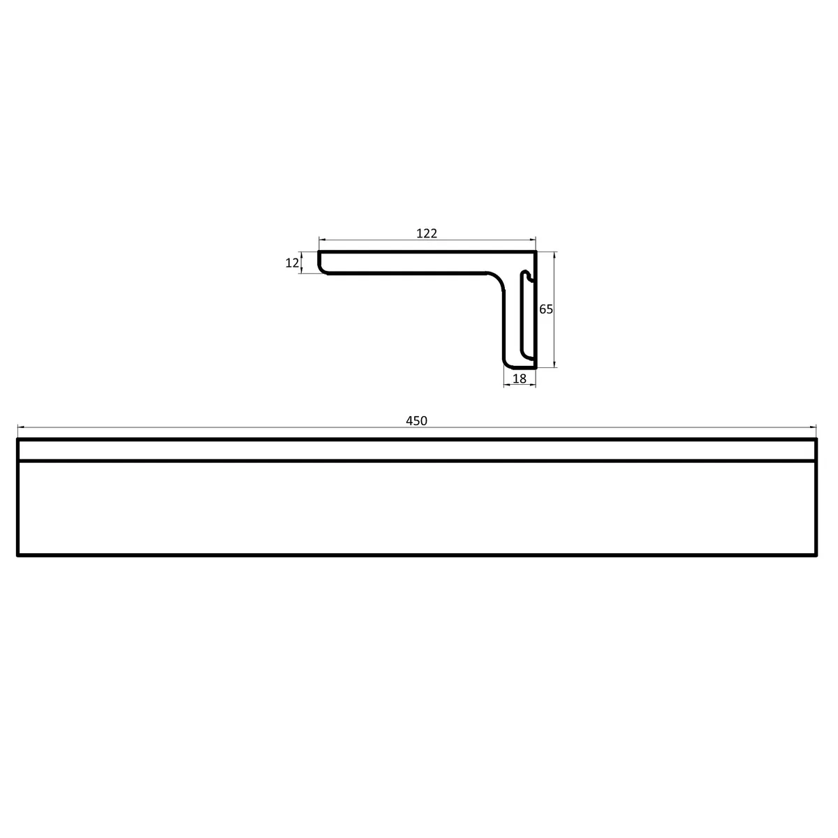 Поличка кам'яна Solid surface ×65 мм