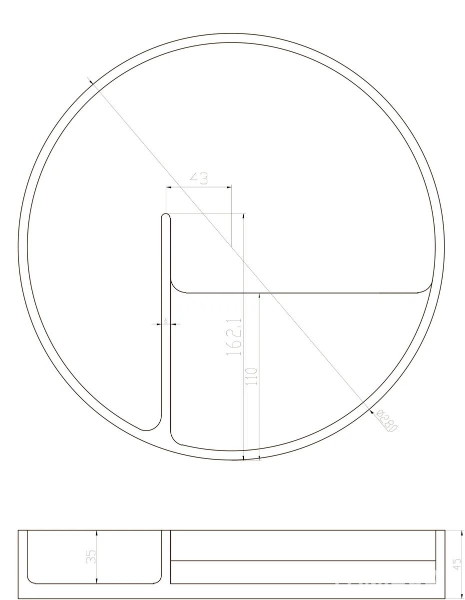 Тарілка для косметики кам'яна Solid surface D mm, 280×45, Volle