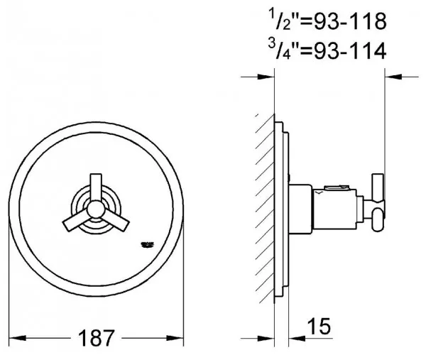 ATRIO-Центральний термотат верхня монтажна частина до 34101, Хром, Grohe