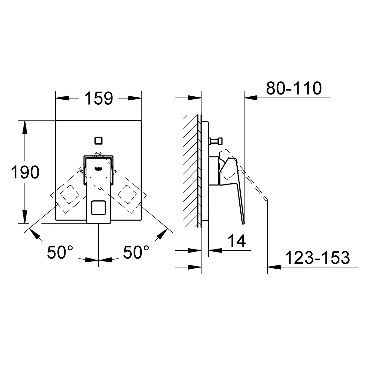 Eurocube Змішувач для ванни одноважільний, Grohe