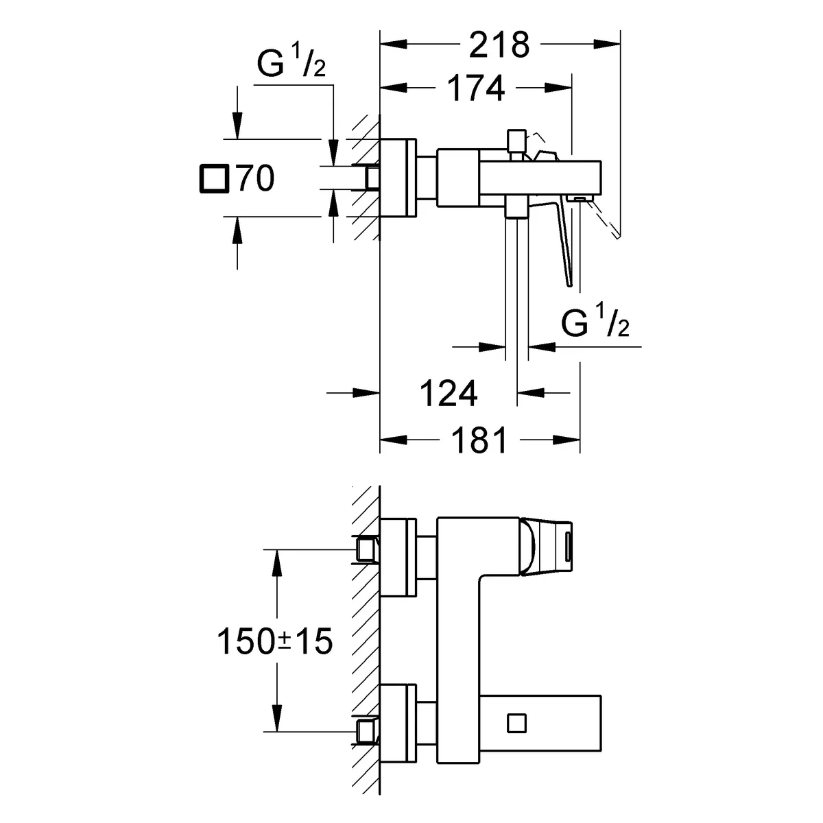 Eurocube Змішувач одноважільний для ванни DN 15, Grohe