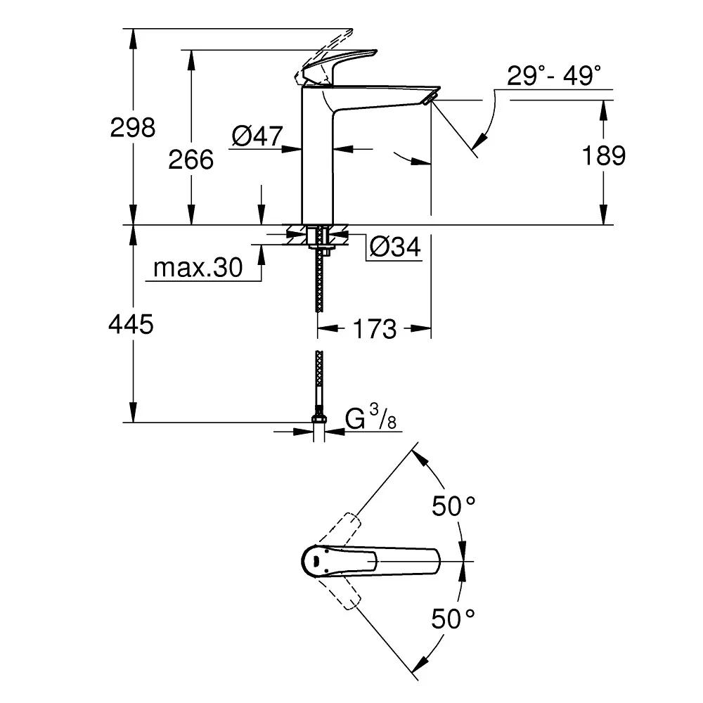 Змішувач для умивальника Eurosmart New 23971003, Хром, Grohe