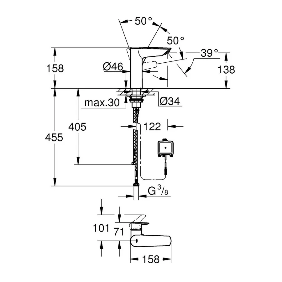 Змішувач для умивальника Eurosmart New 23975003, Хром, Grohe