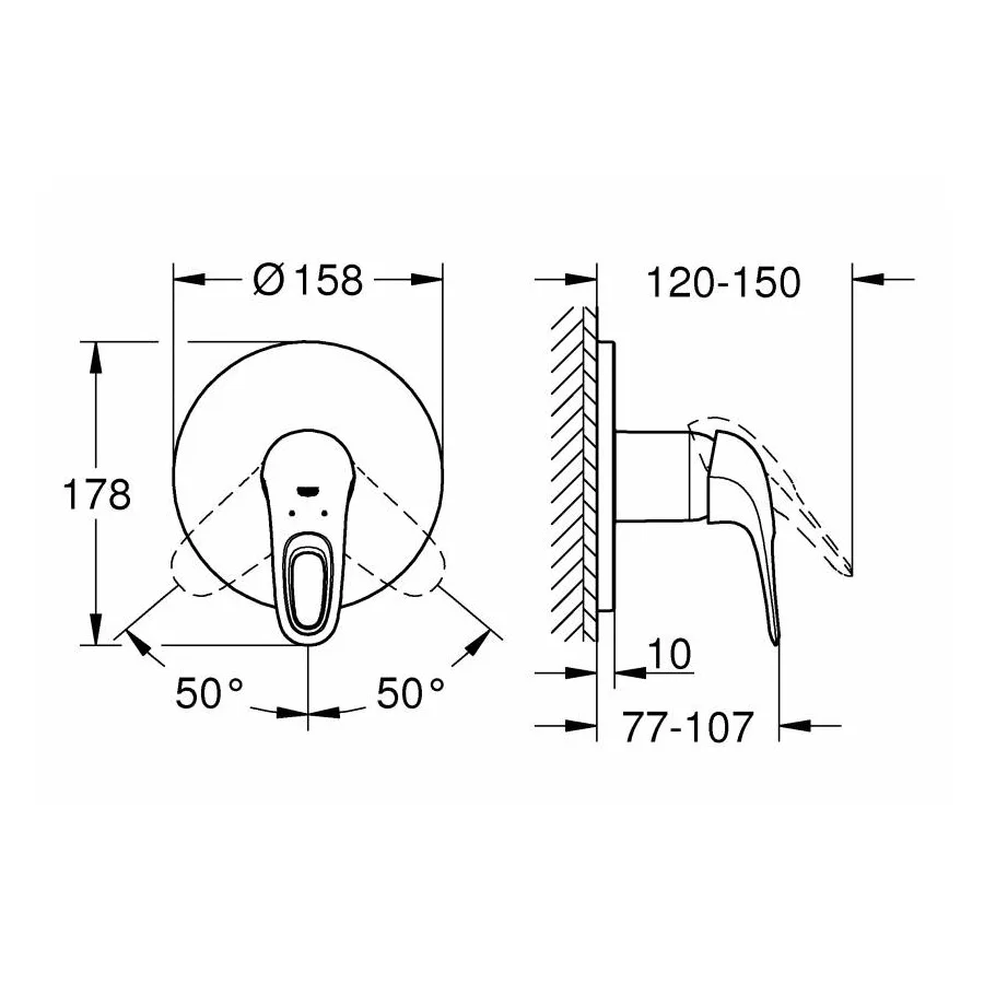 Змішувач для душу Eurostyle, Хром, Grohe