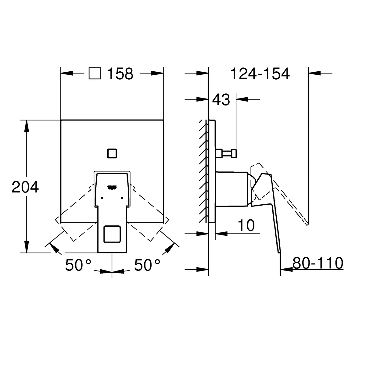 Eurocube Одноважільний змішувач із перемикачем на 2 положення, Grohe