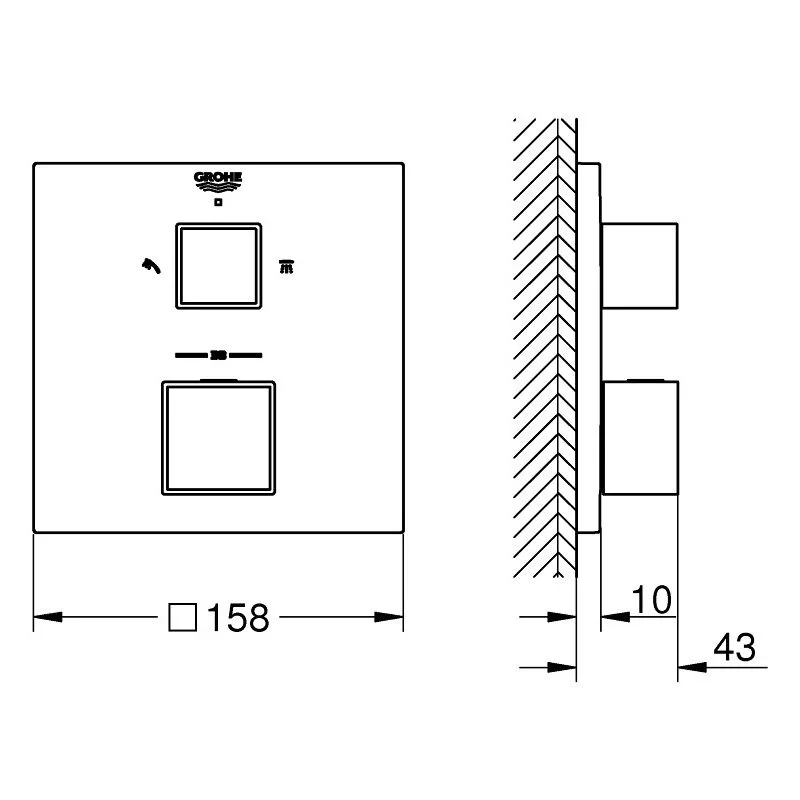 Змішувач для душу Grohtherm Cube 24154000, Grohe
