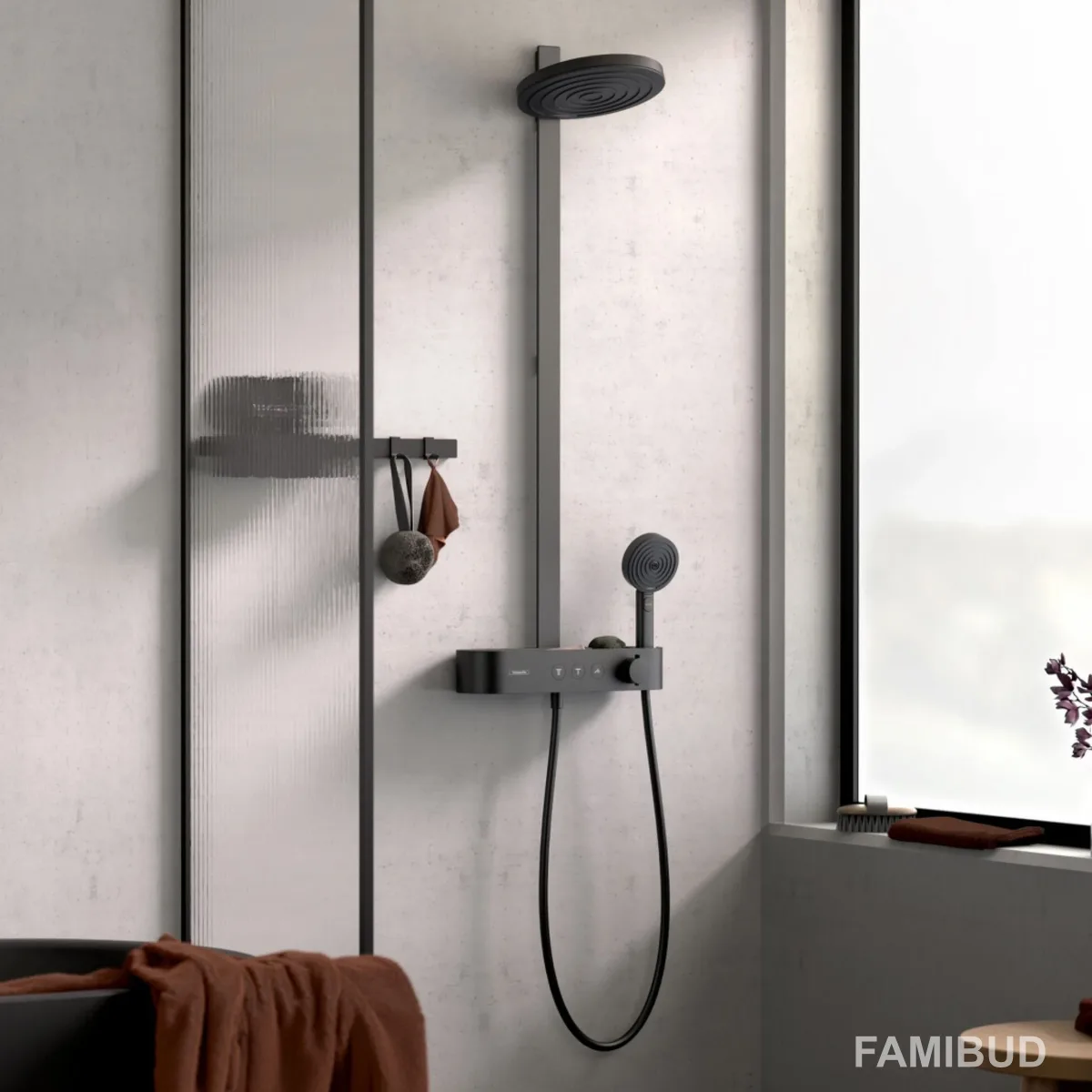 Pulsify Showerpipe душова система 260 з термостатом, Чорний матовий 24240670, Hansgrohe