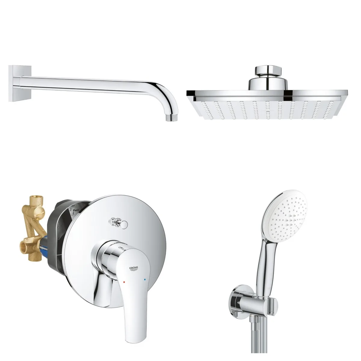 Eurosmart набір для душу 33305003+27488000+27705000+26406003, Хром, Grohe