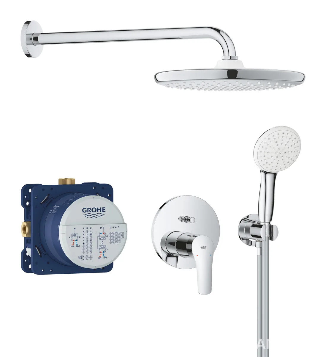 Eurosmart набір з верхнім душем 250, Хром, Grohe