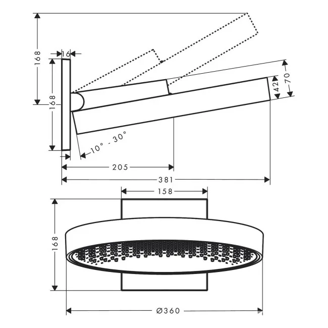 Rainfinity верхній душ 360 1jet з тримачем, Хром, Hansgrohe