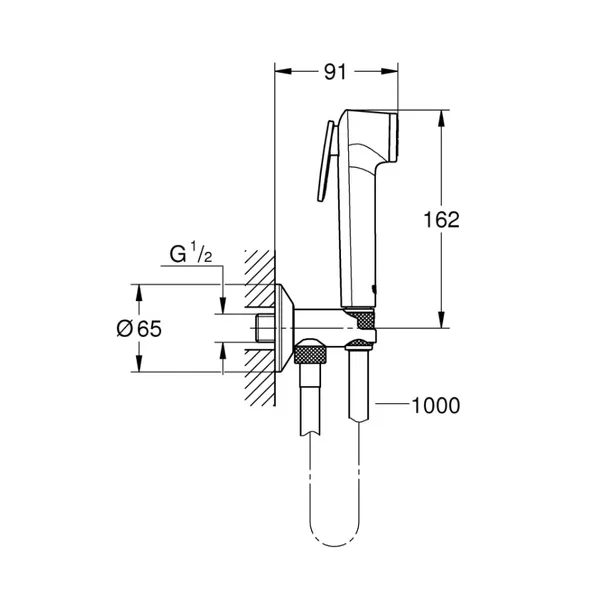 Tempesta-F Trigger Spray 30 Душевий набір з кутовим вентилем 1 струменю, Хром, Grohe