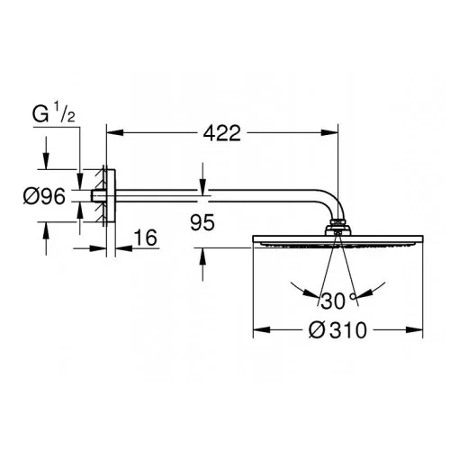 Rainshower 310 Mono Верхній душ з тримачем 1 режим струменю, Grohe