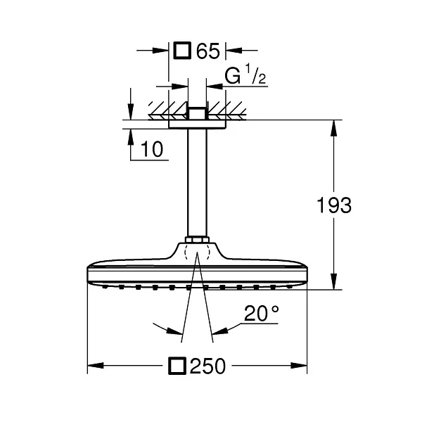Tempesta Cube верхній душ з душовим кронштейном, Grohe