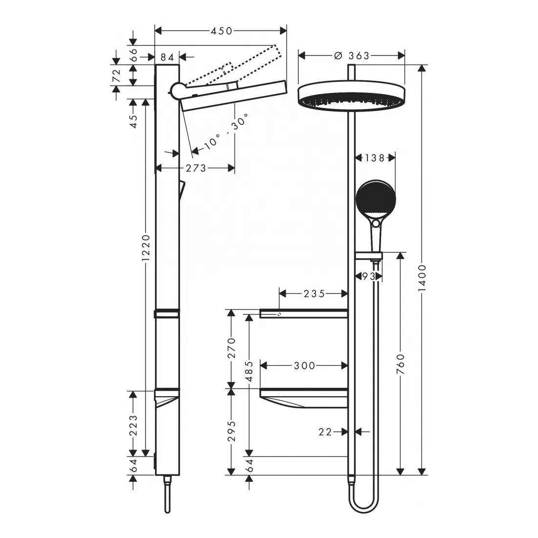 Rainfinity Showerpipe Душова система 360 1jet