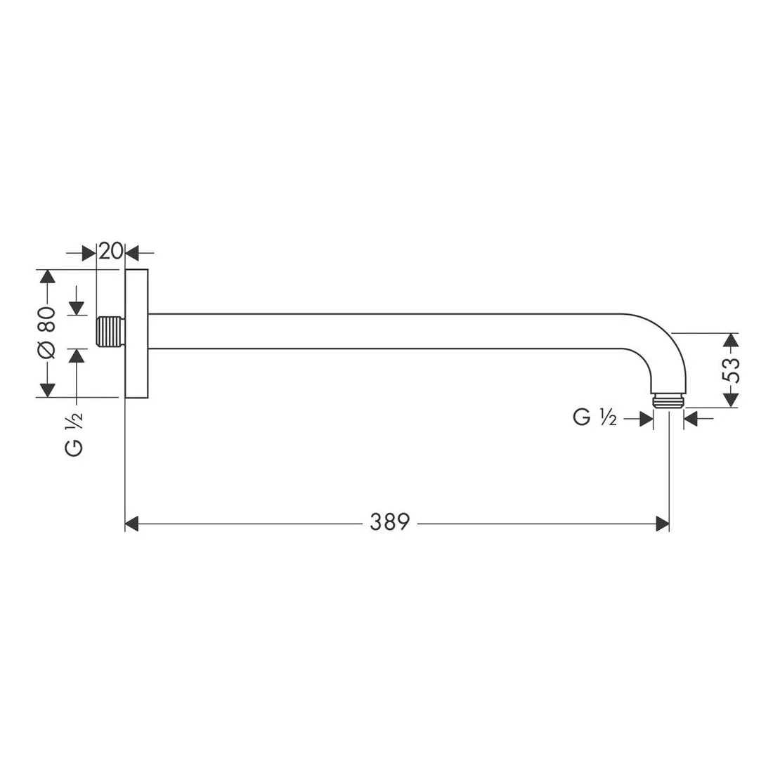 Кронштейн для душу, 389 мм, Hansgrohe