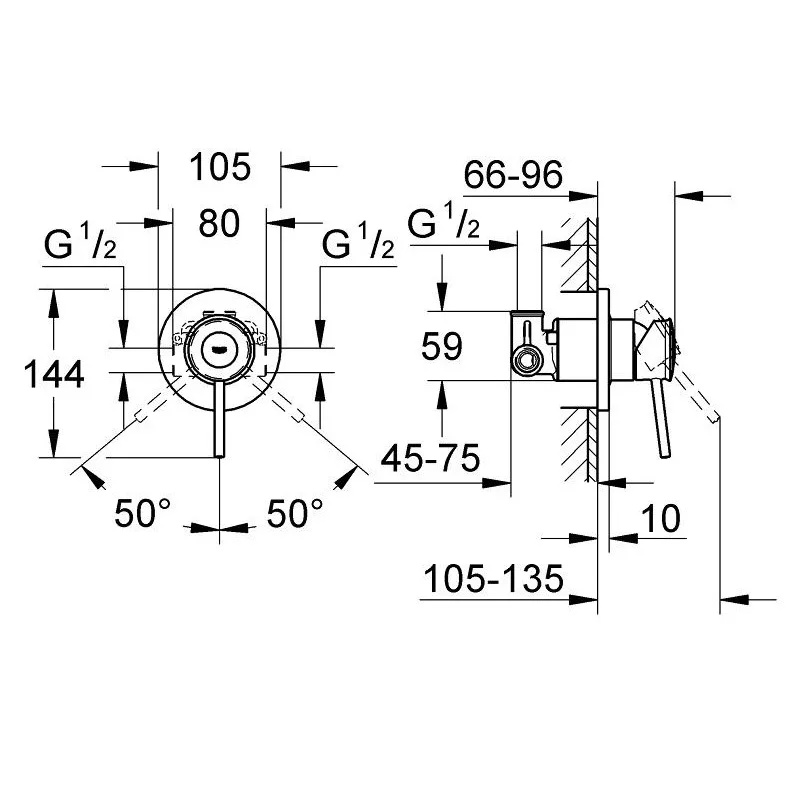 BauClassic Змішувач для душу вбудовується, Grohe