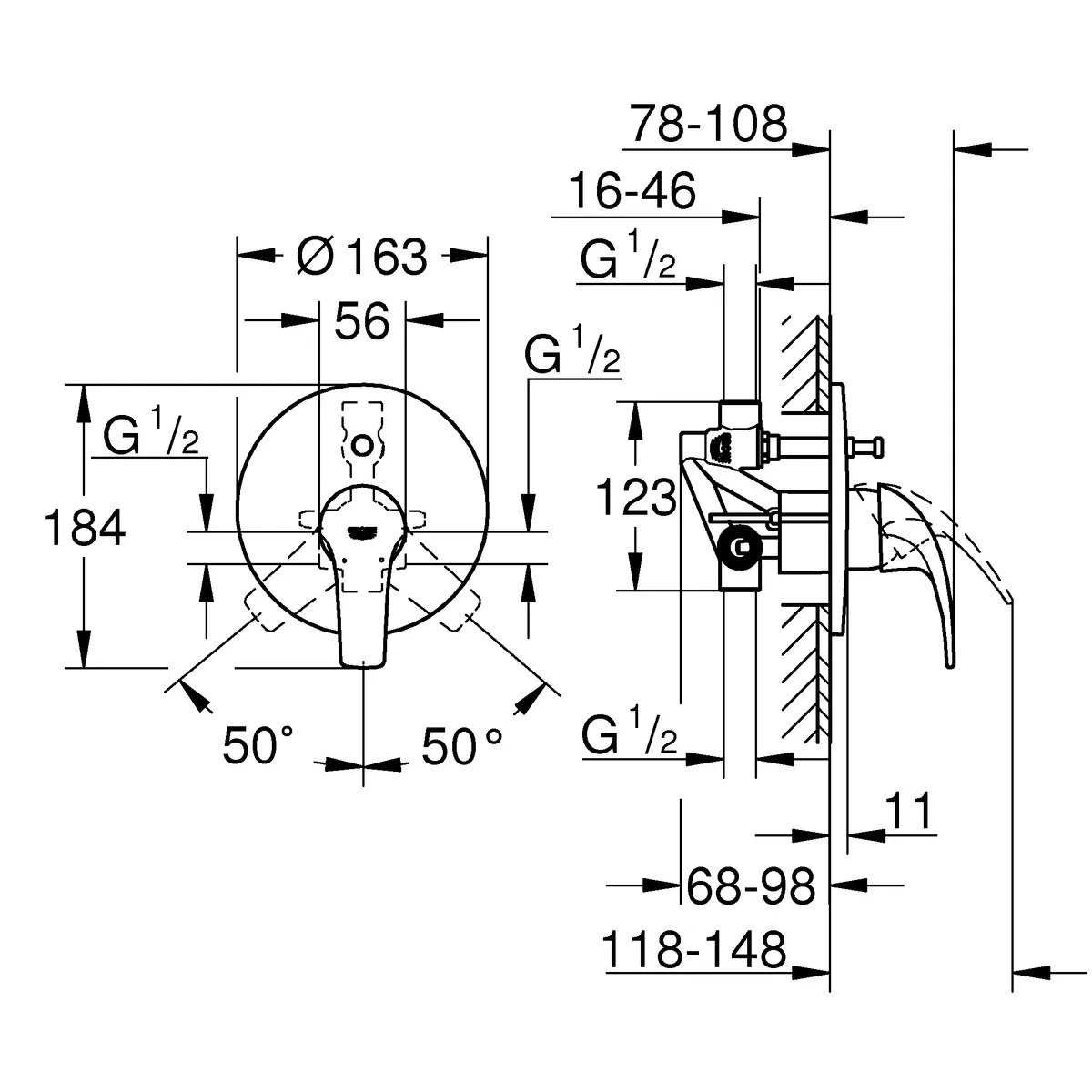 Змішувач для ванни Start, Grohe
