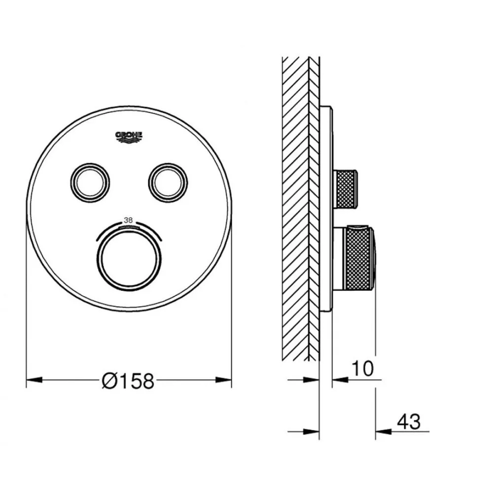SmartControl Термостат для душу зовнішня частина на 2 виходи, Хром, Grohe