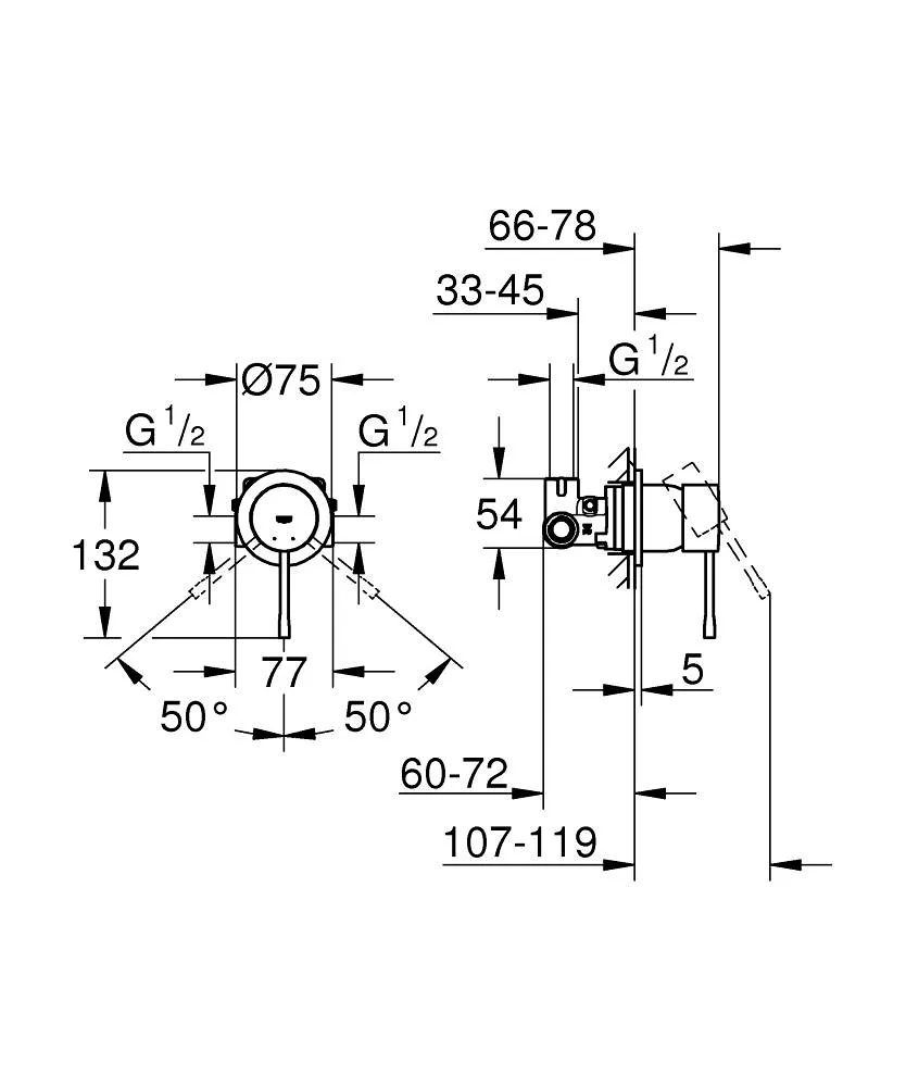 Essence змішувач для душу ПМ, Чорний матовий, Grohe