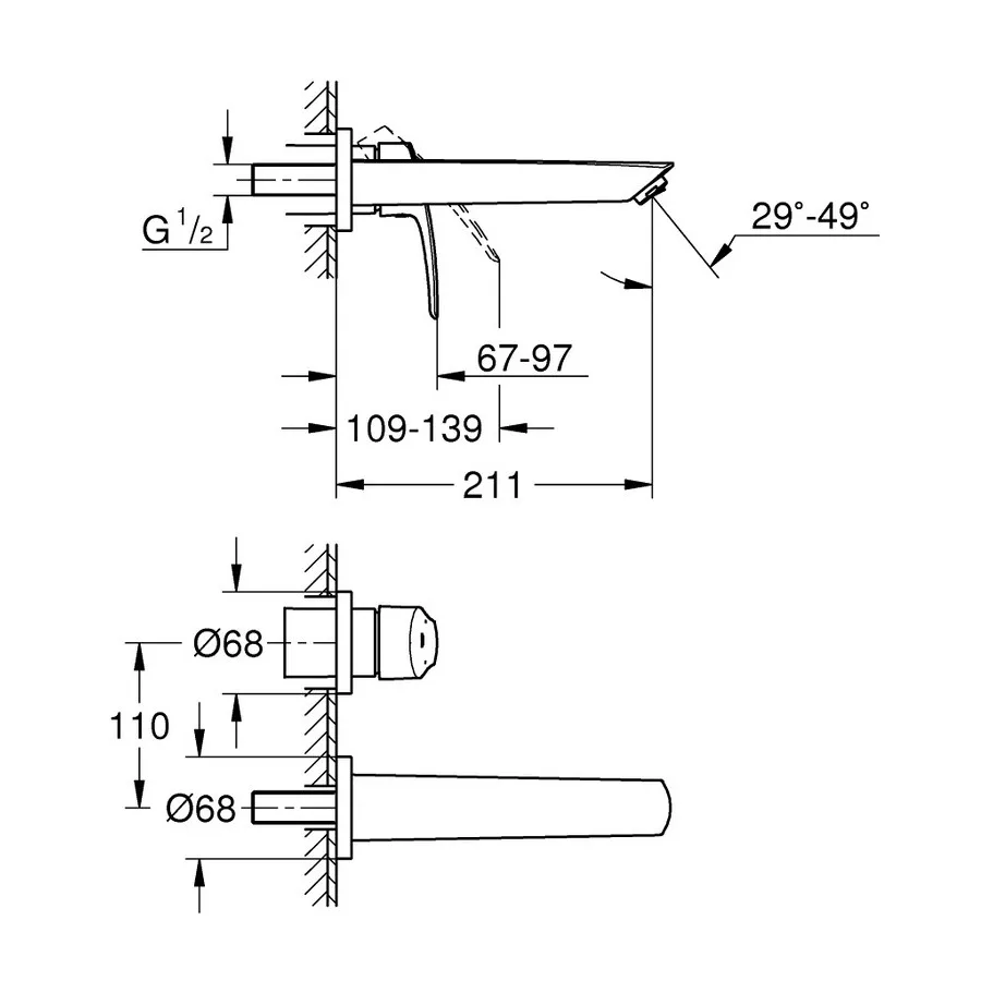 Змішувач для умивальника Eurosmart 29338003, Grohe