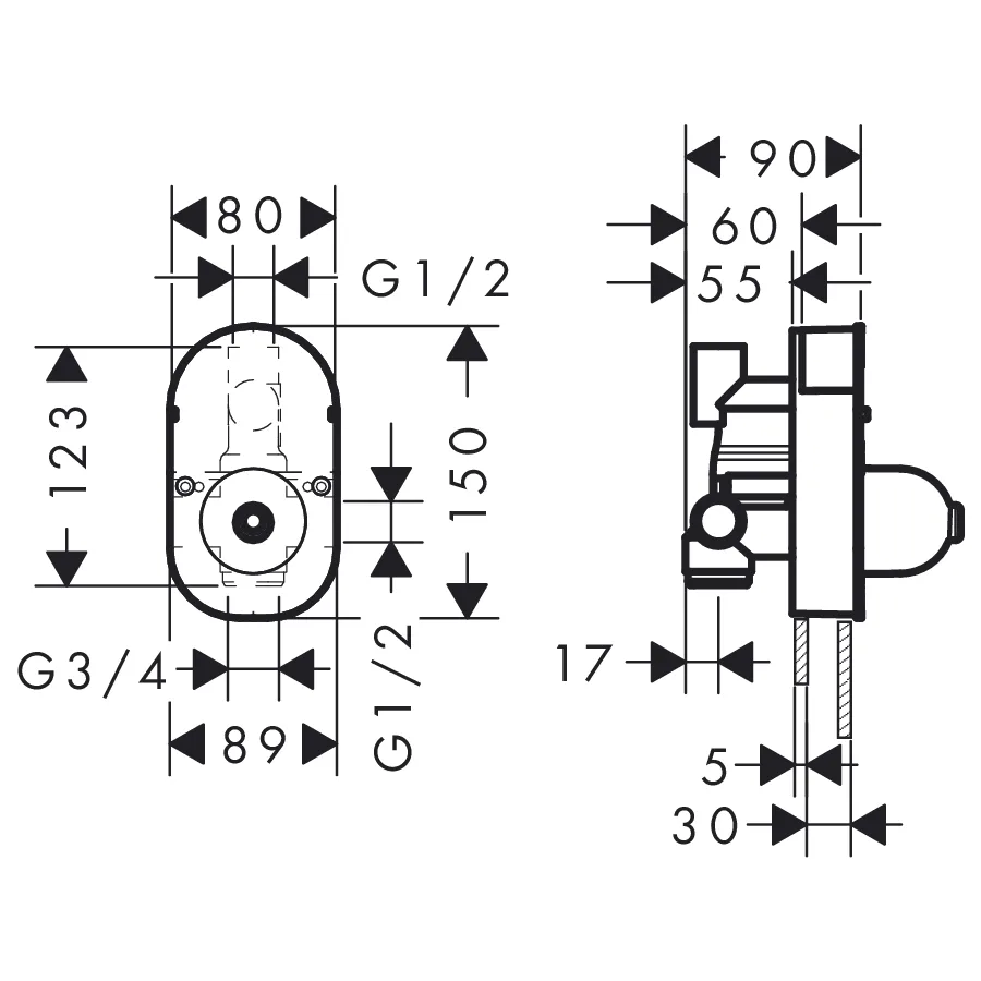 Focus S прихована частина змішувача для 31746000, Hansgrohe