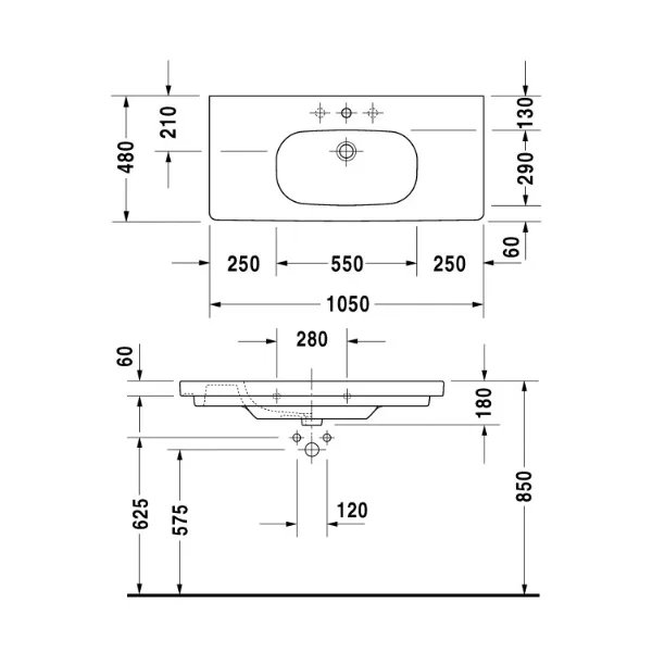 Dcode Умивальник для меблів, 105×48 см, Duravit