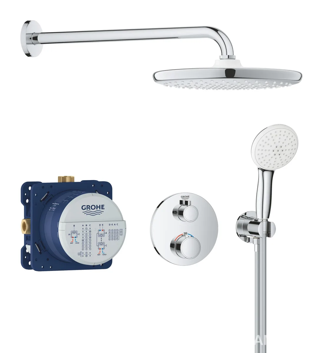 Grohtherm набір з верхнім душем 250, Хром, Grohe