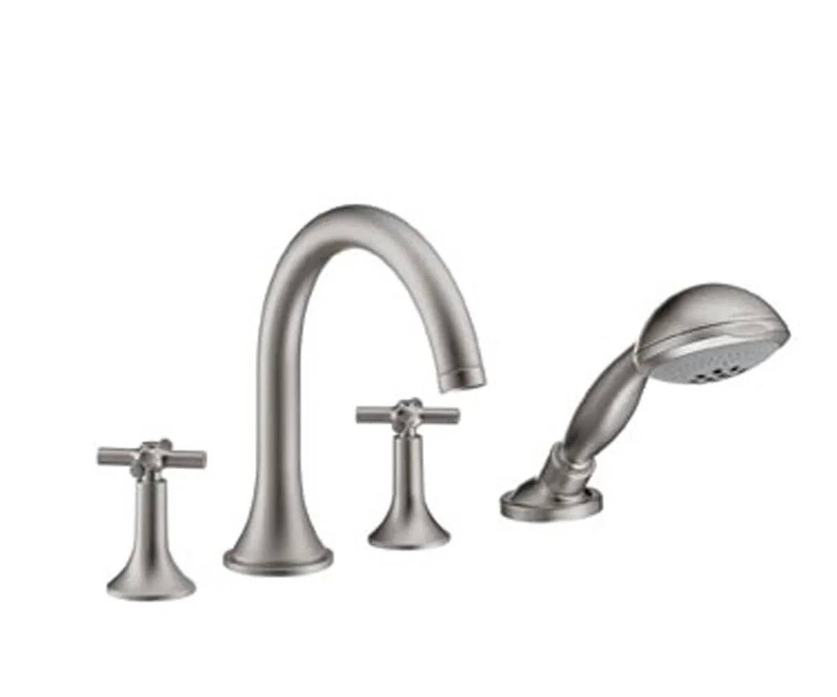 Terrano змішувач на край ванни на 4 отвори хрестики сатінокс Hansgrohe, Axor
