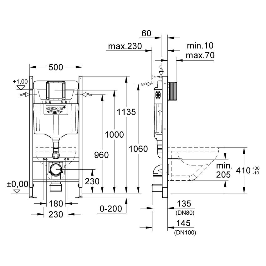 Інсталяція для унітаза Rapid SL 3884000S, Grohe