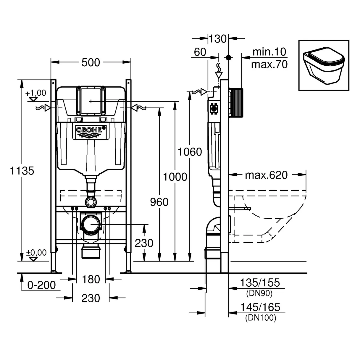 Інсталяція для унітаза Rapid SL 388400WG, Grohe