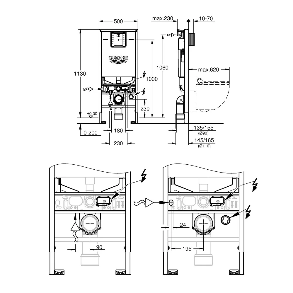 Інсталяція для унітаза Rapid SL 39598000, Grohe