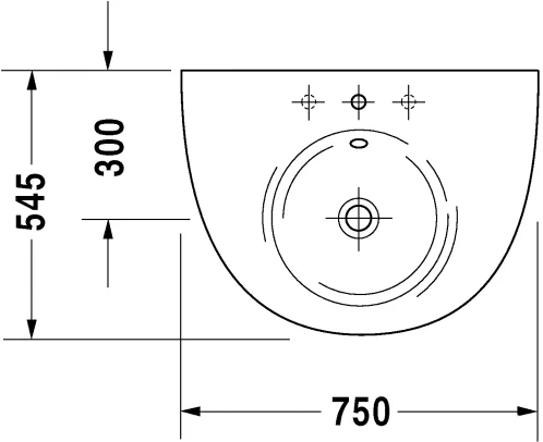 Starck 1 Умивальник Stark1, 750 мм, Duravit