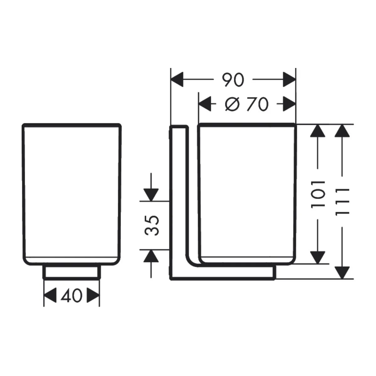 Universal Rectangular стакан підвісний, Хром, Axor
