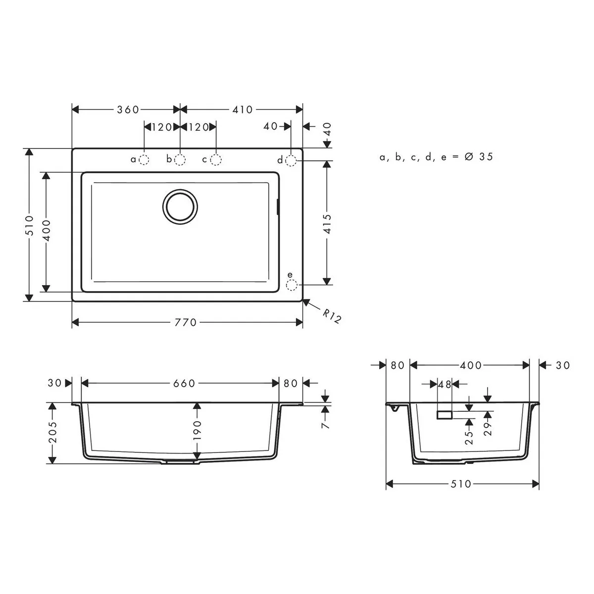Кухонна мийка кам'яна 43313170, Чорний, Hansgrohe