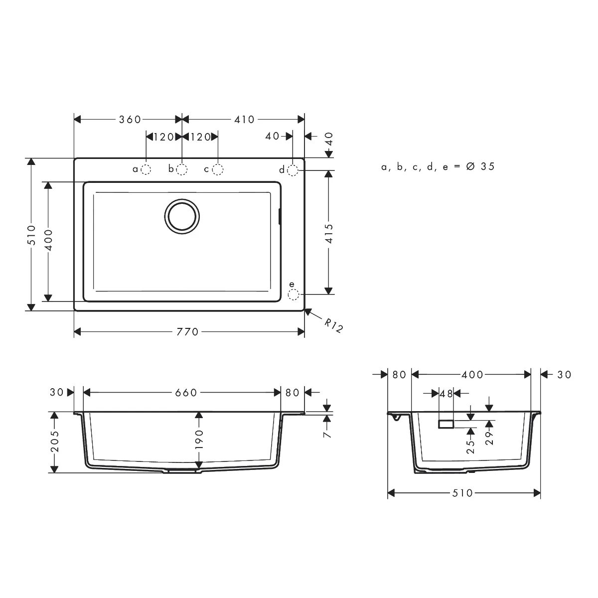 S510-F660 мийка для кухні камень, 77×51×20,5 см, Сірий, Hansgrohe