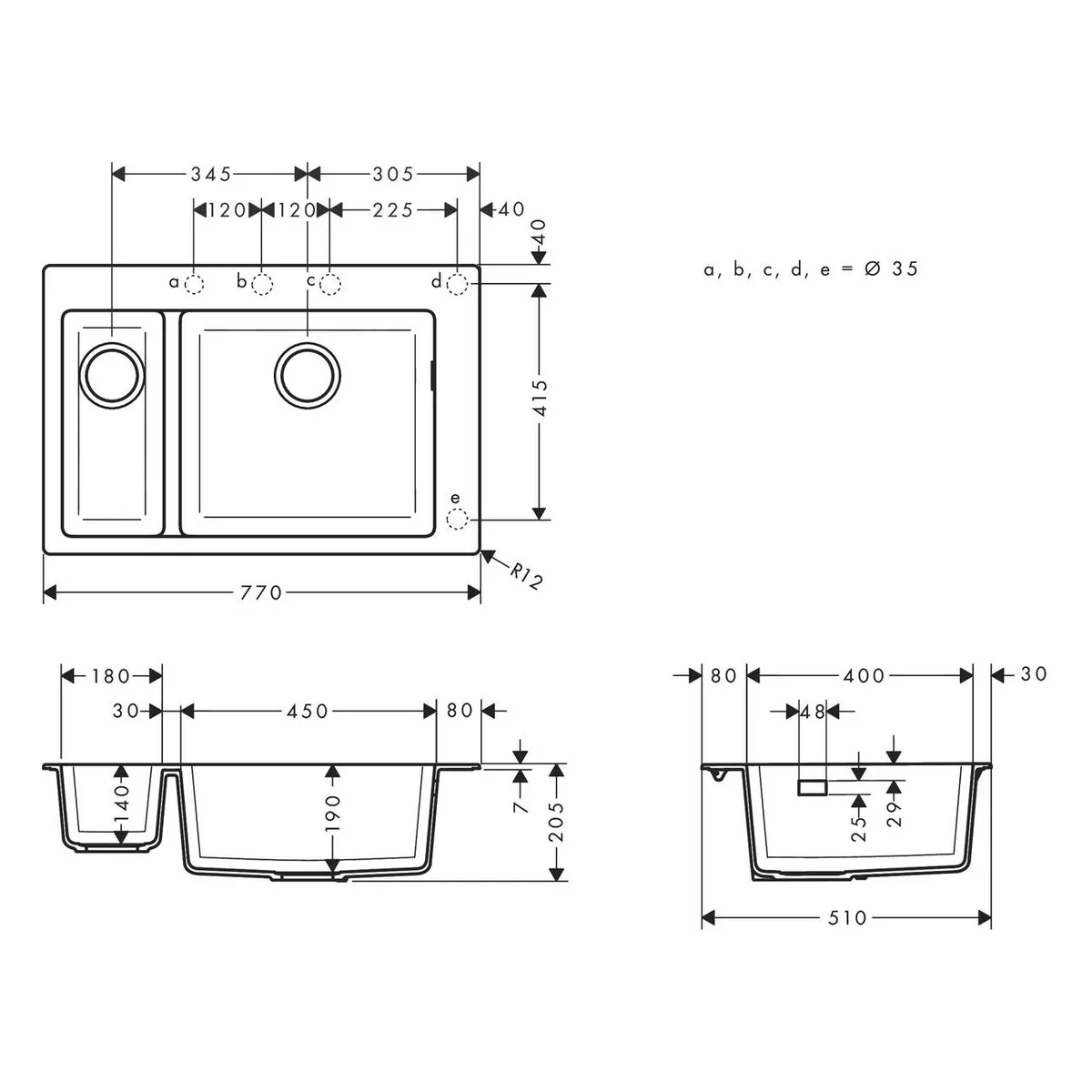 Кухонна мийка кам'яна 43315170, Чорний, Hansgrohe