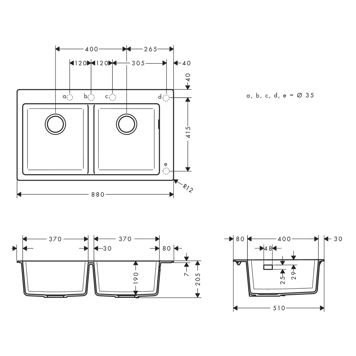 Кухонна мийка кам'яна 43316170, Чорний, Hansgrohe