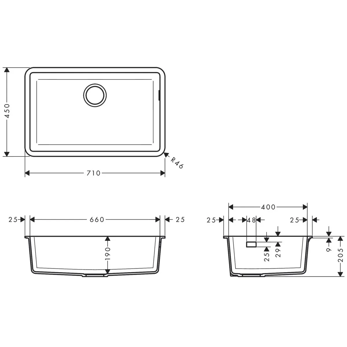 Кухонна мийка кам'яна 43432170, Чорний, Hansgrohe
